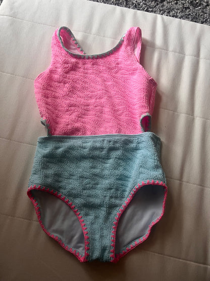 Girl’s Pink/Blue Swimsuit , Kids 7