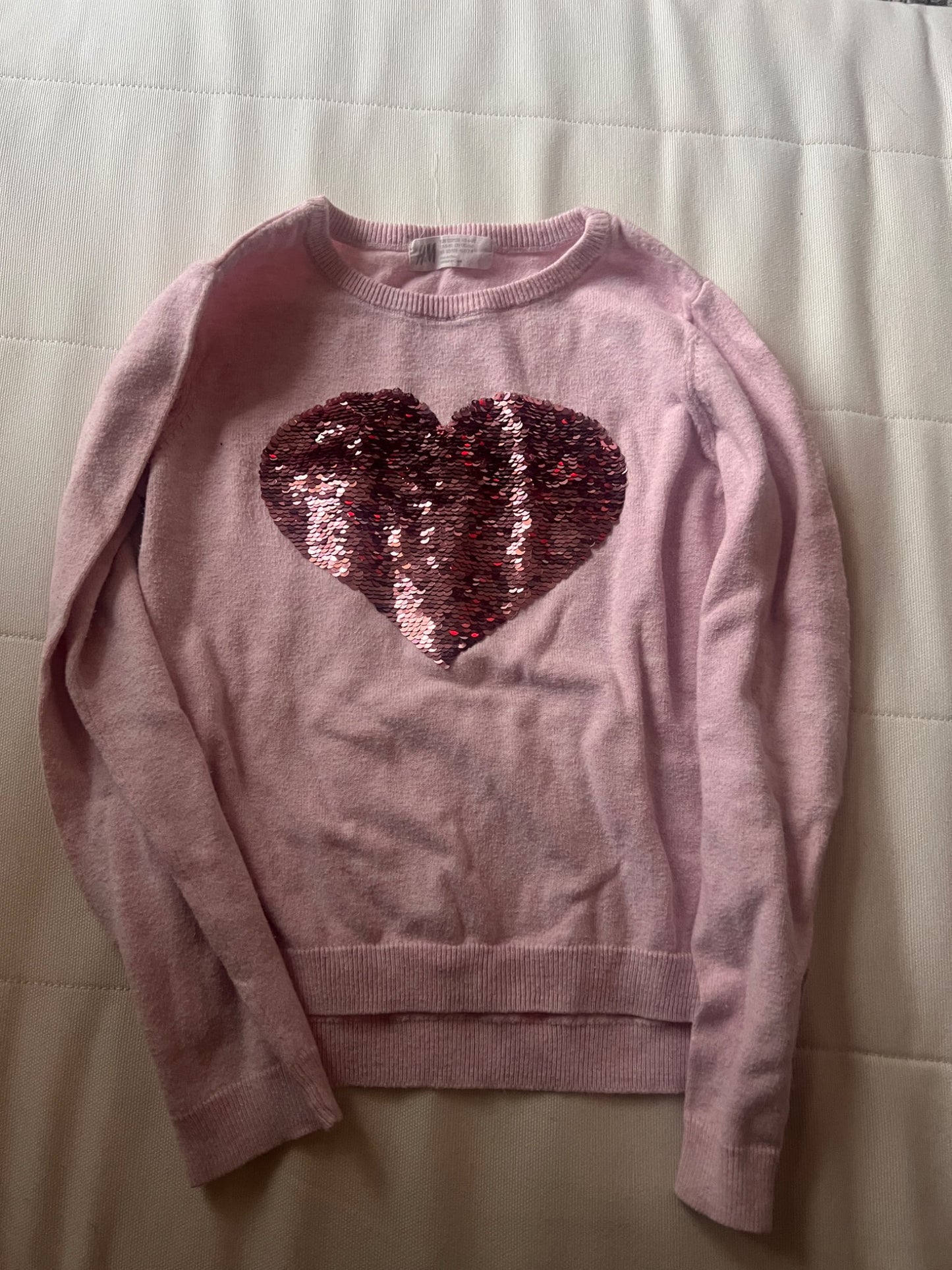 Girl’s Flip Sequins Heart Sweater , Kids 6/6X