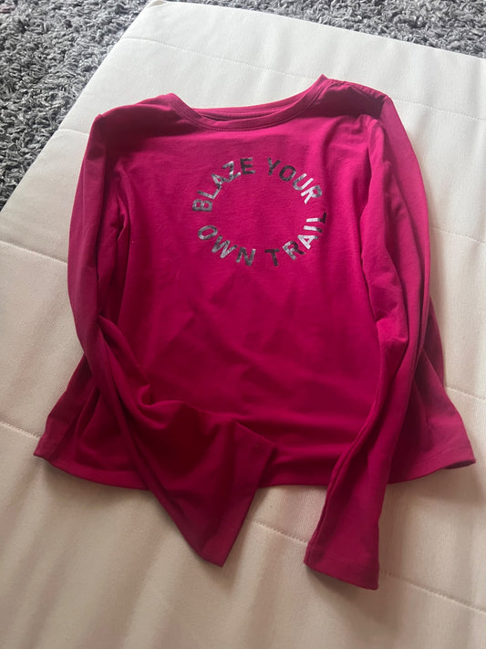 Girl’s Pink Athletic Long Sleeve, Kids 7