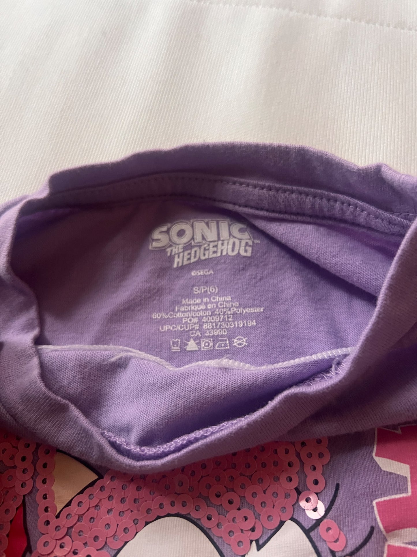 Girl’s Sonic/Amy T-shirt , Kids 6/6X