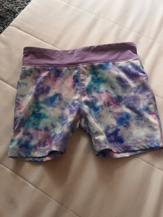 Girl’s Athletic Purple Tie Dye Shorts, Kids 7