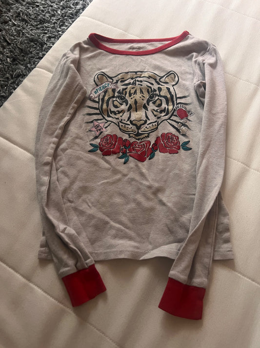 Girl’s Tiger Pajama Long Sleeved Shirt, Kids 7