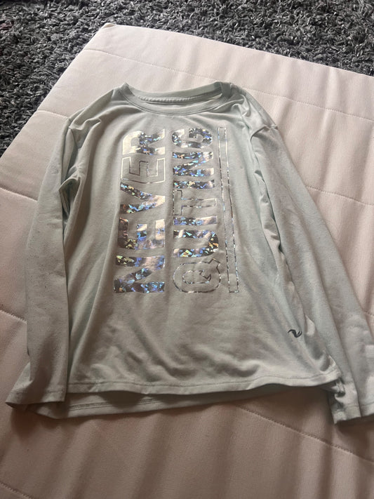Girl’s Athletic Green Long Sleeved Shirt, Kids 6/6X