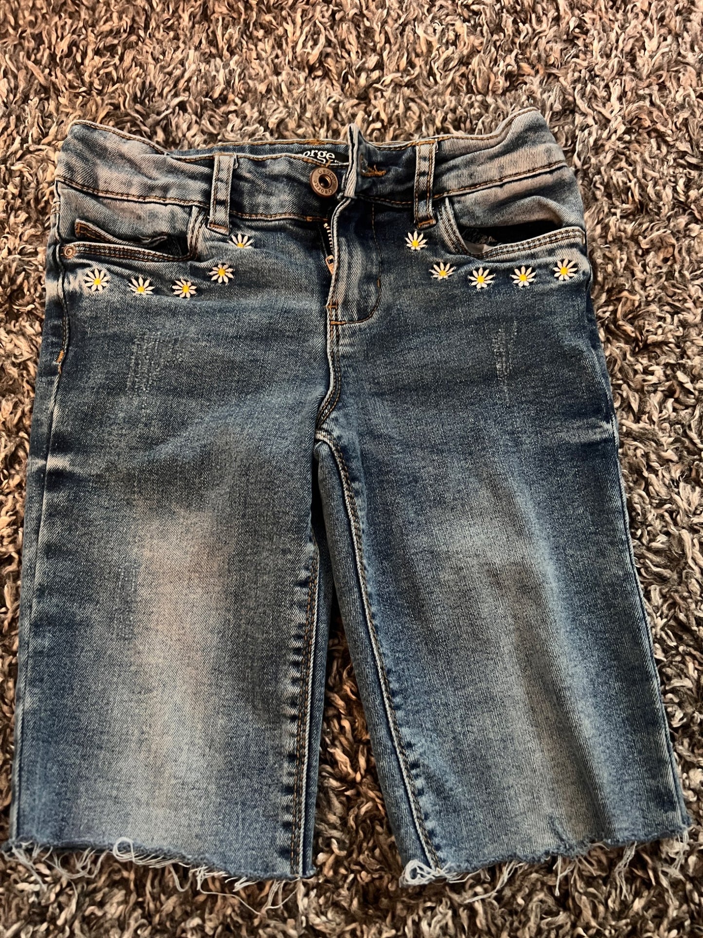 Girl’s Long Jean Daisy Shorts, Kids 7