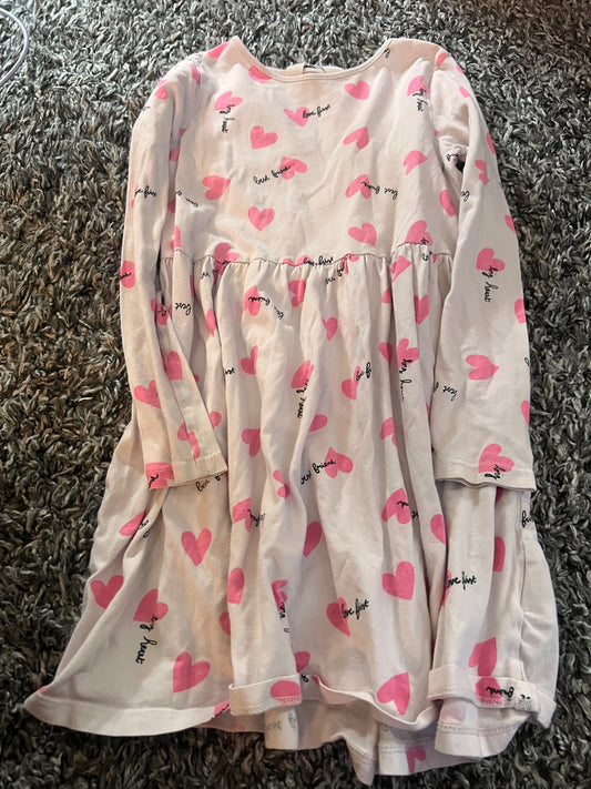 Girl’s Long Sleeved Dress with Hearts, Kids 6/6X