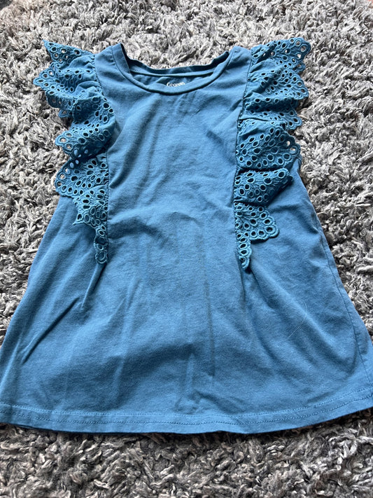 Girl’s NWOT Blue T Shirt with Frills, Kids 7