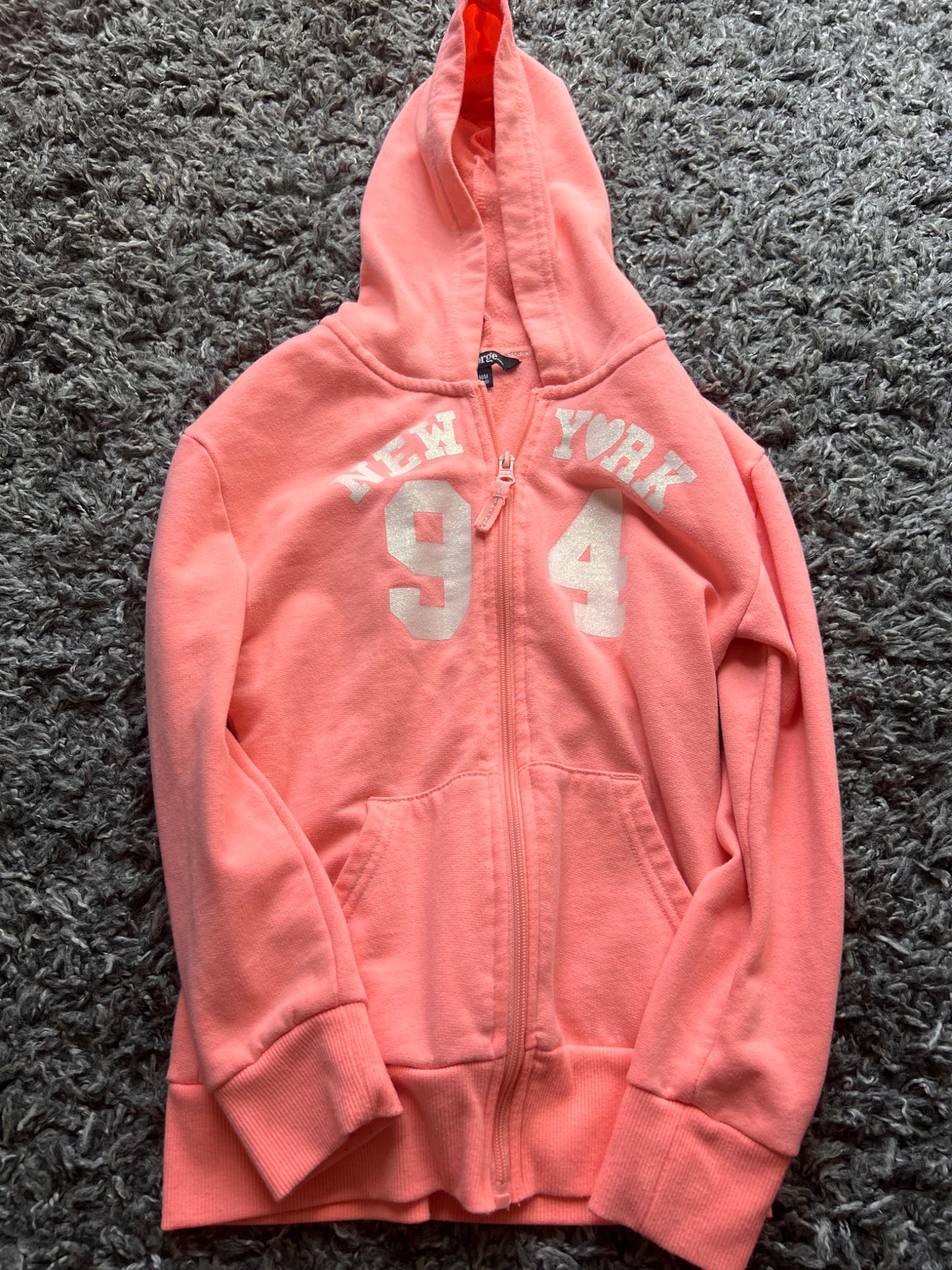 Girl’s Orange New York Zip Up Hoodie, Kids 7