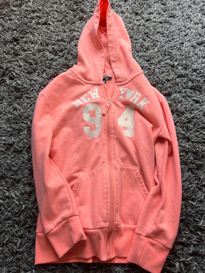 Girl’s Orange New York Zip Up Hoodie, Kids 7