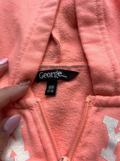 Girl’s Orange New York Zip Up Hoodie, Kids 7