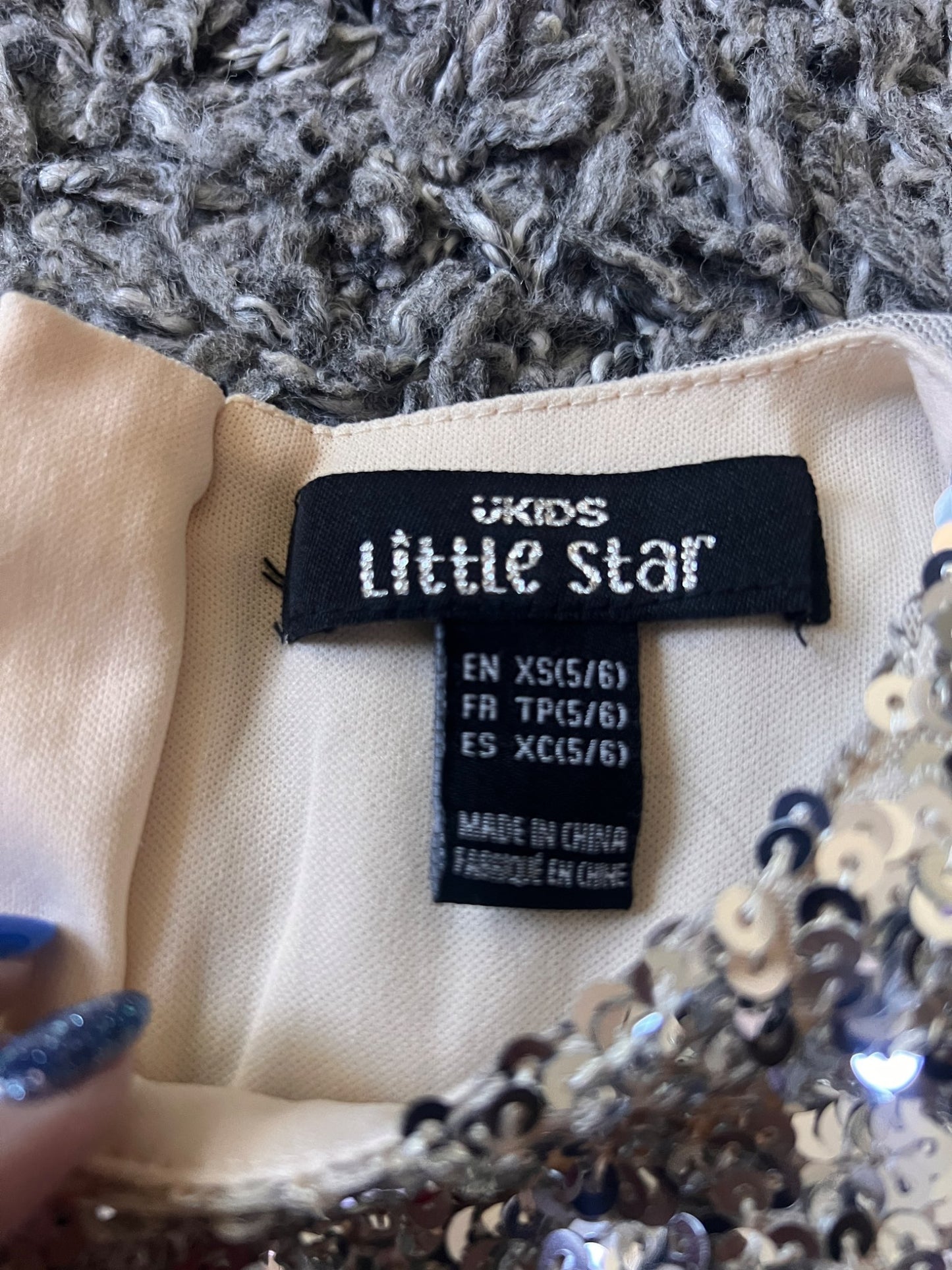Girl’s Beige/Sequin Dress, Kids 5/5T