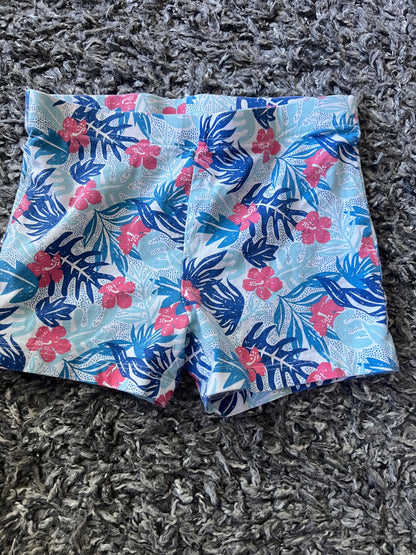 Girl’s Blue Hawaiian Style Shorts, Kids 7