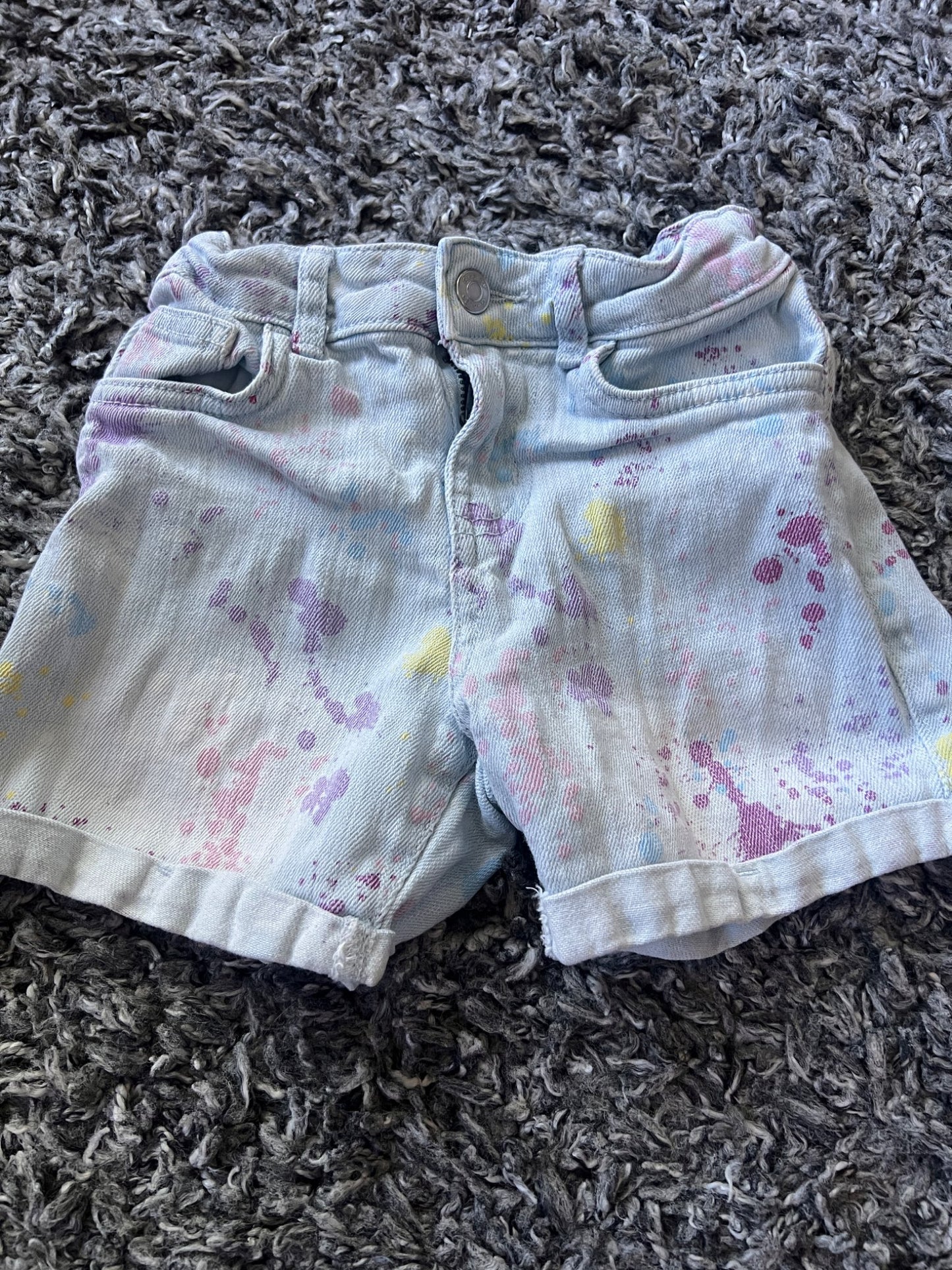 Girl’s Jean Shorts Paint Pattern, Kids 6/6X