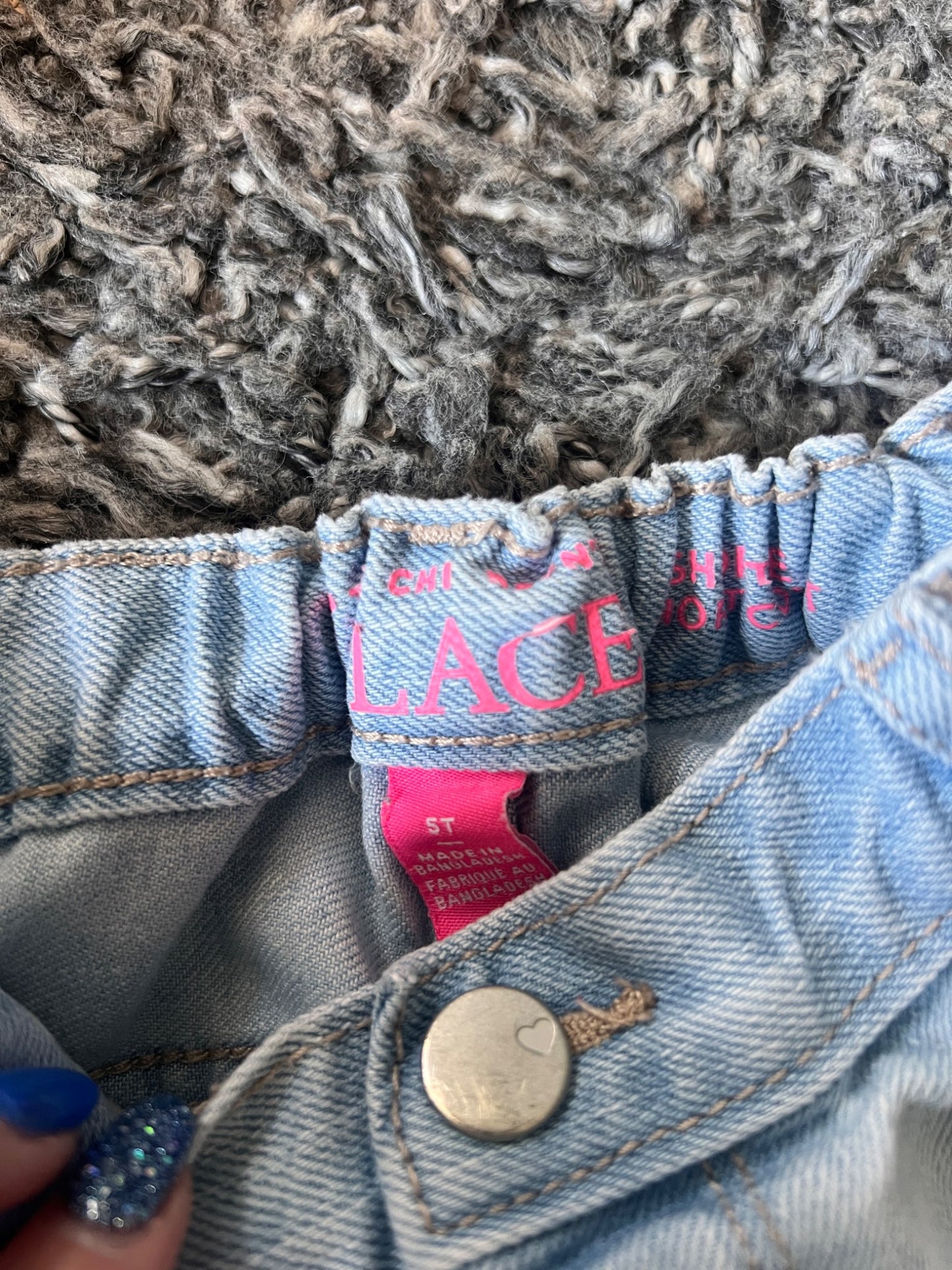 Girl’s Jean Shorts With Flower Pockets, Kids 5/5T