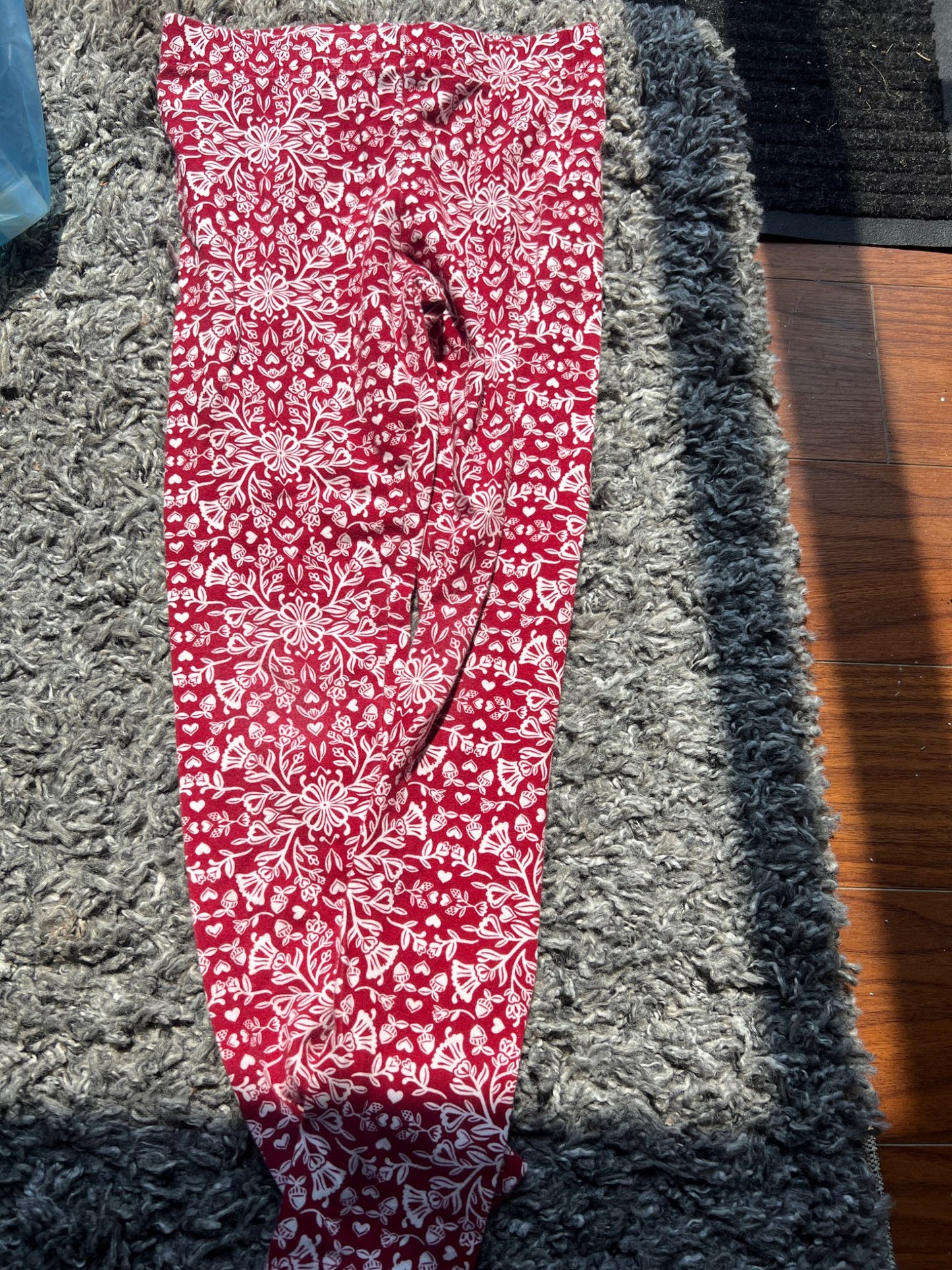 Girl’s Patterned Red Leggings , Kids 8