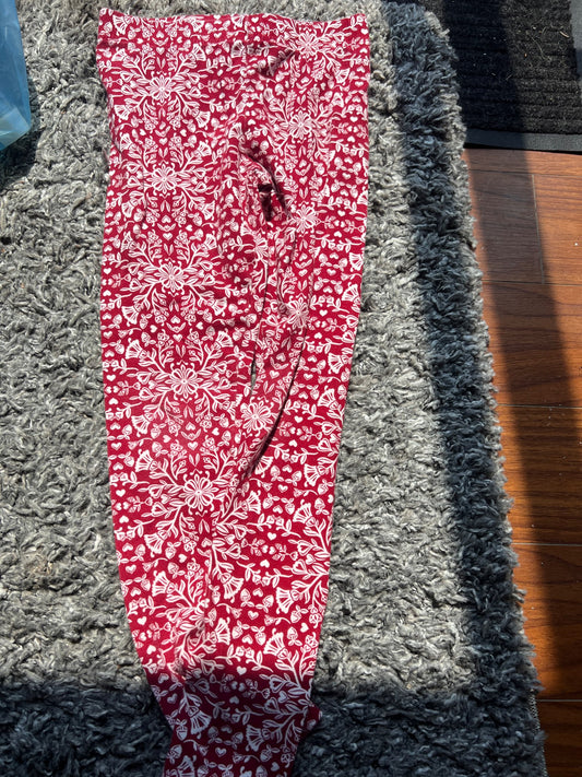 Girl’s Patterned Red Leggings , Kids 8