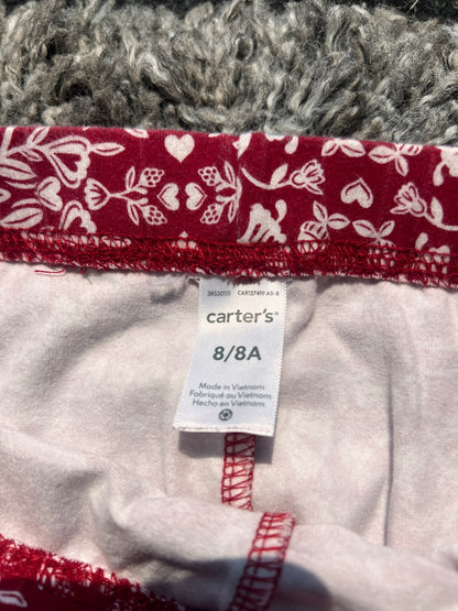 Girl’s Patterned Red Leggings , Kids 8