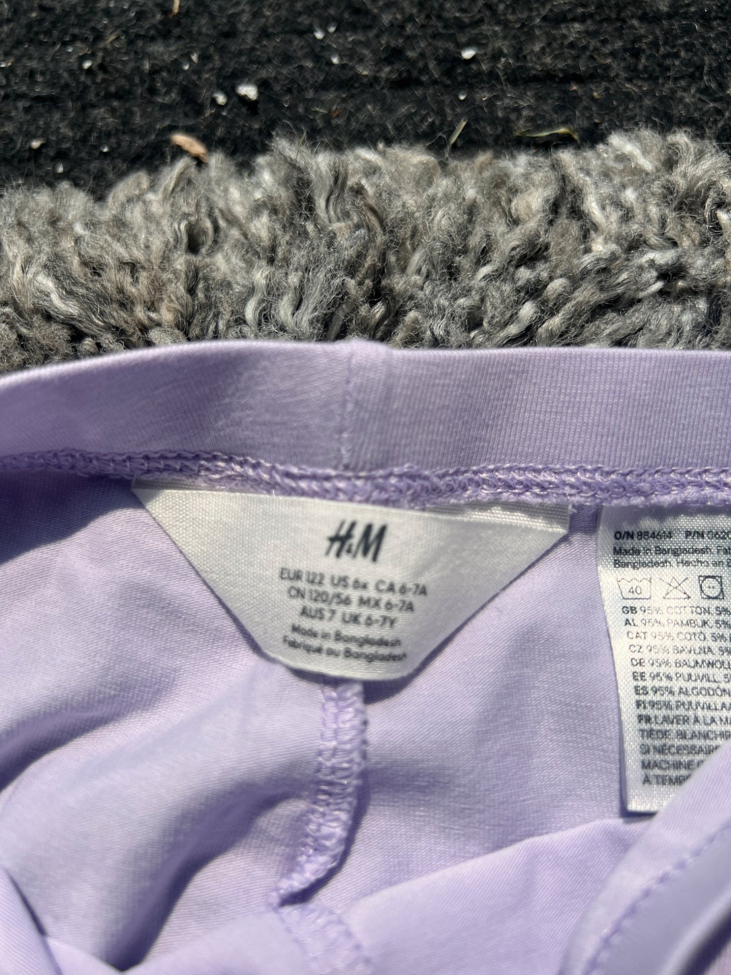 Girl’s Lilac Purple Leggings , Kids 6/6X