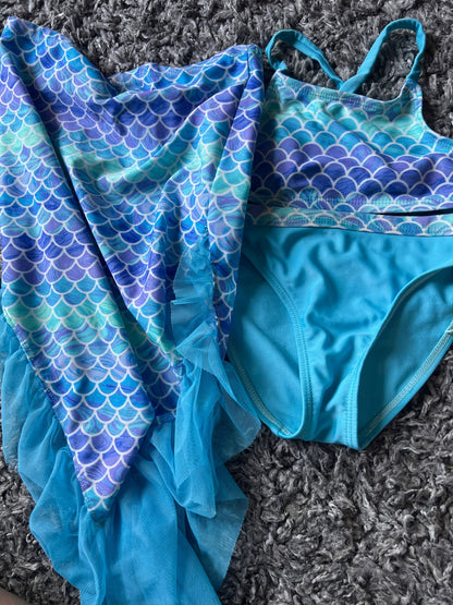 Girl’s Mermaid Bikini Swimsuit, Kids 6/6X