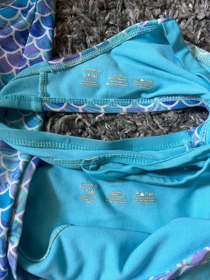Girl’s Mermaid Bikini Swimsuit, Kids 6/6X