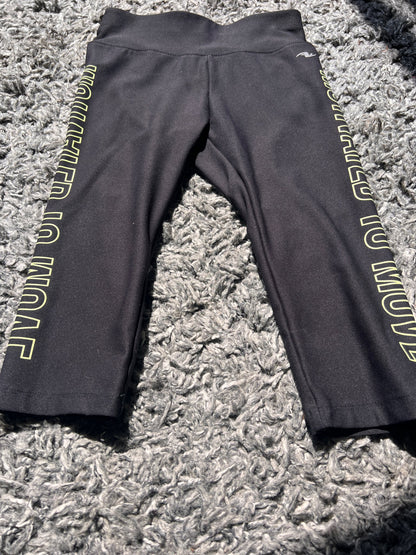 Girl’s Black Athletic Capris “Motivated to Move”, Kids 7
