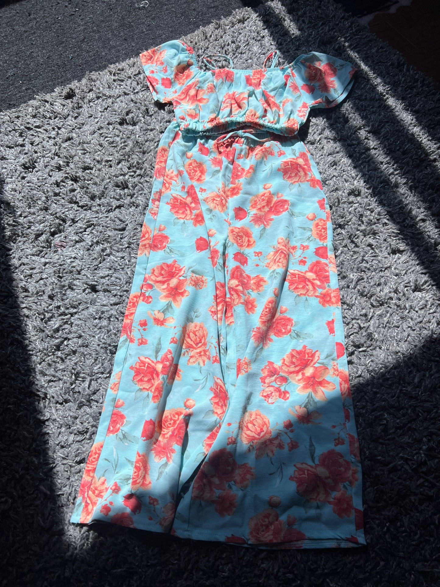Girl’s NWOT Matching Floral Pants/Top, Kids 6/6X