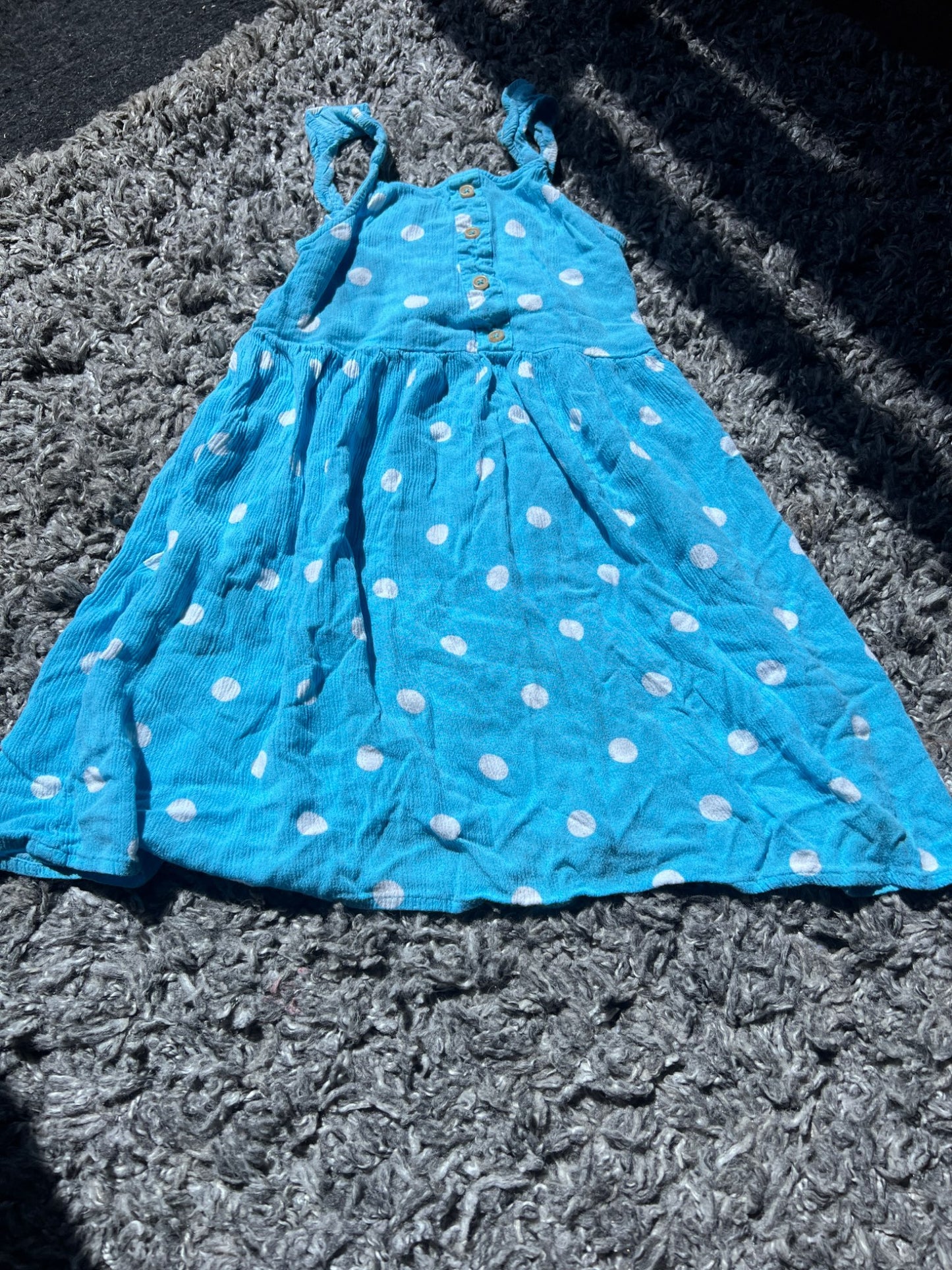Girl’s Blue Tank Top with Polka Dots, Kids 8