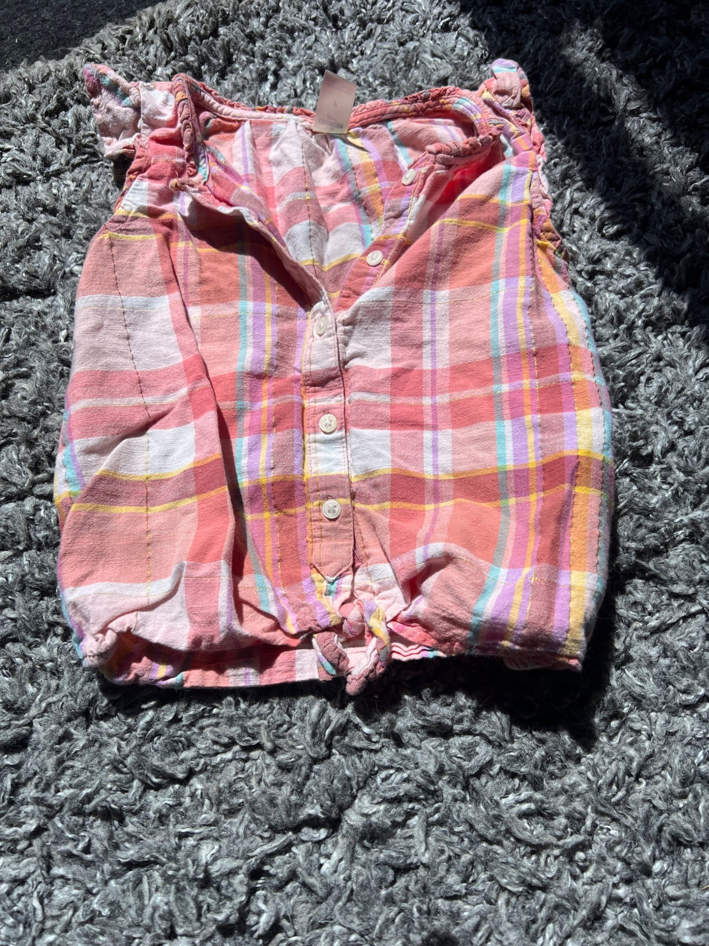 Girl’s Plaid Button Up Tank Top , Kids 7