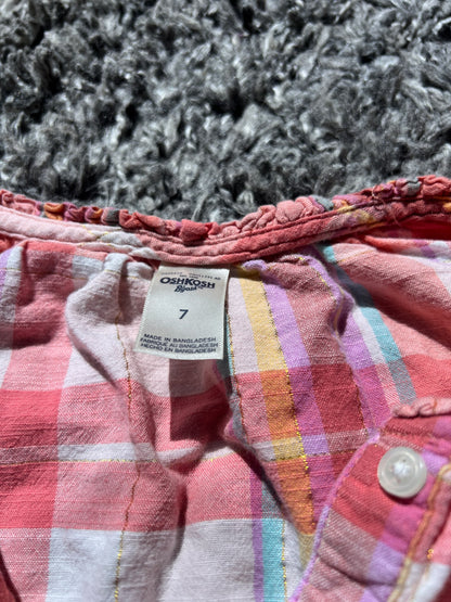 Girl’s Plaid Button Up Tank Top , Kids 7