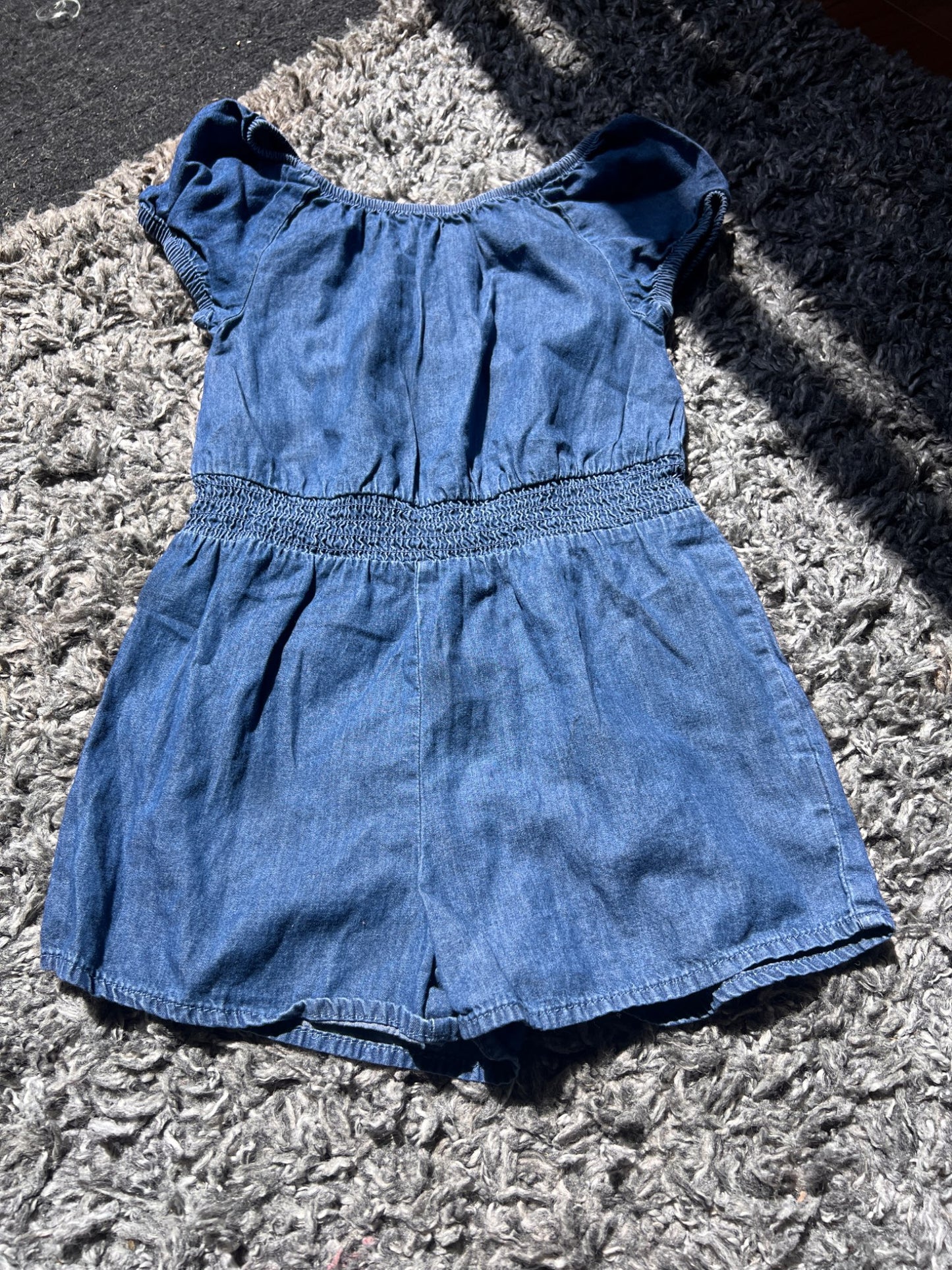 Girl’s Jean Style Romper, Kids 6/6X