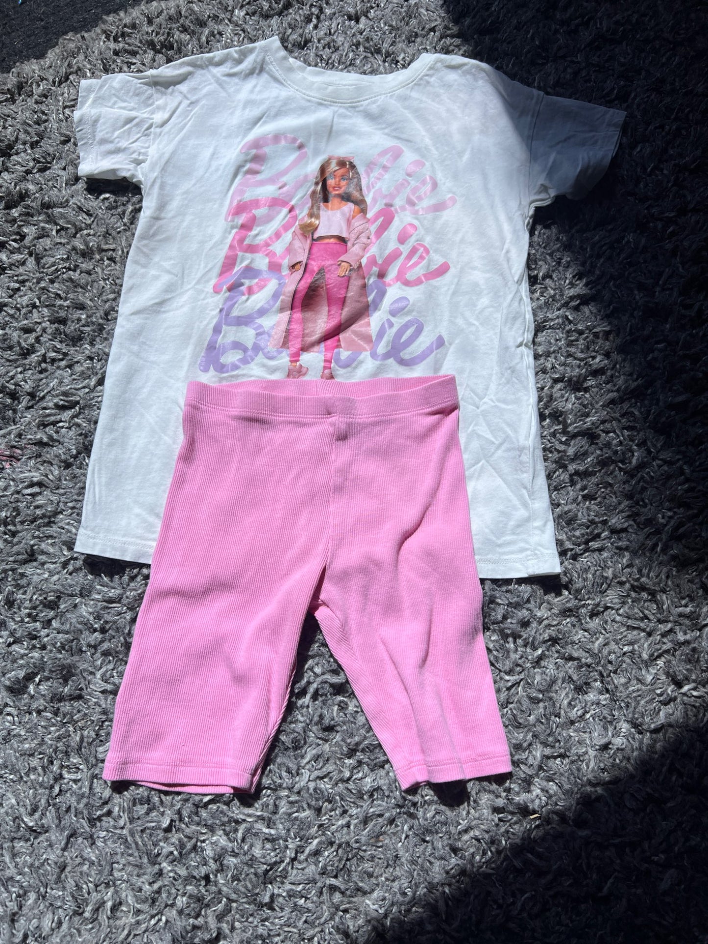 Girl’s NWOT Matching Set Barbie T Shirt/shorts , Kids 6/6X