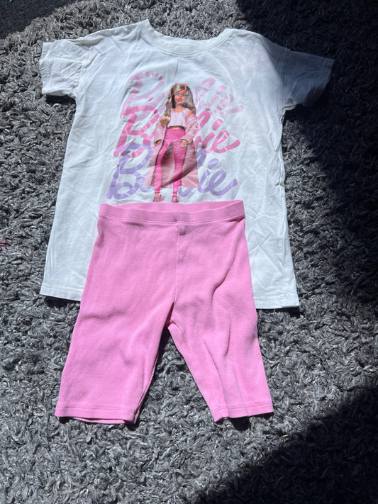 Girl’s NWOT Matching Set Barbie T Shirt/shorts , Kids 6/6X