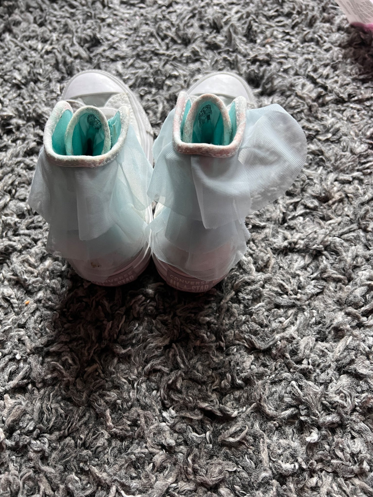 Girls White Coverse Sneakers, Shoes 13 (Kids:4-8yr)