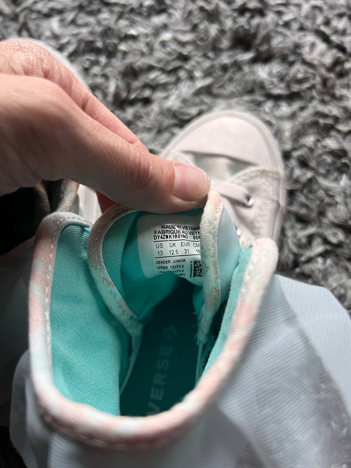 Girls White Coverse Sneakers, Shoes 13 (Kids:4-8yr)
