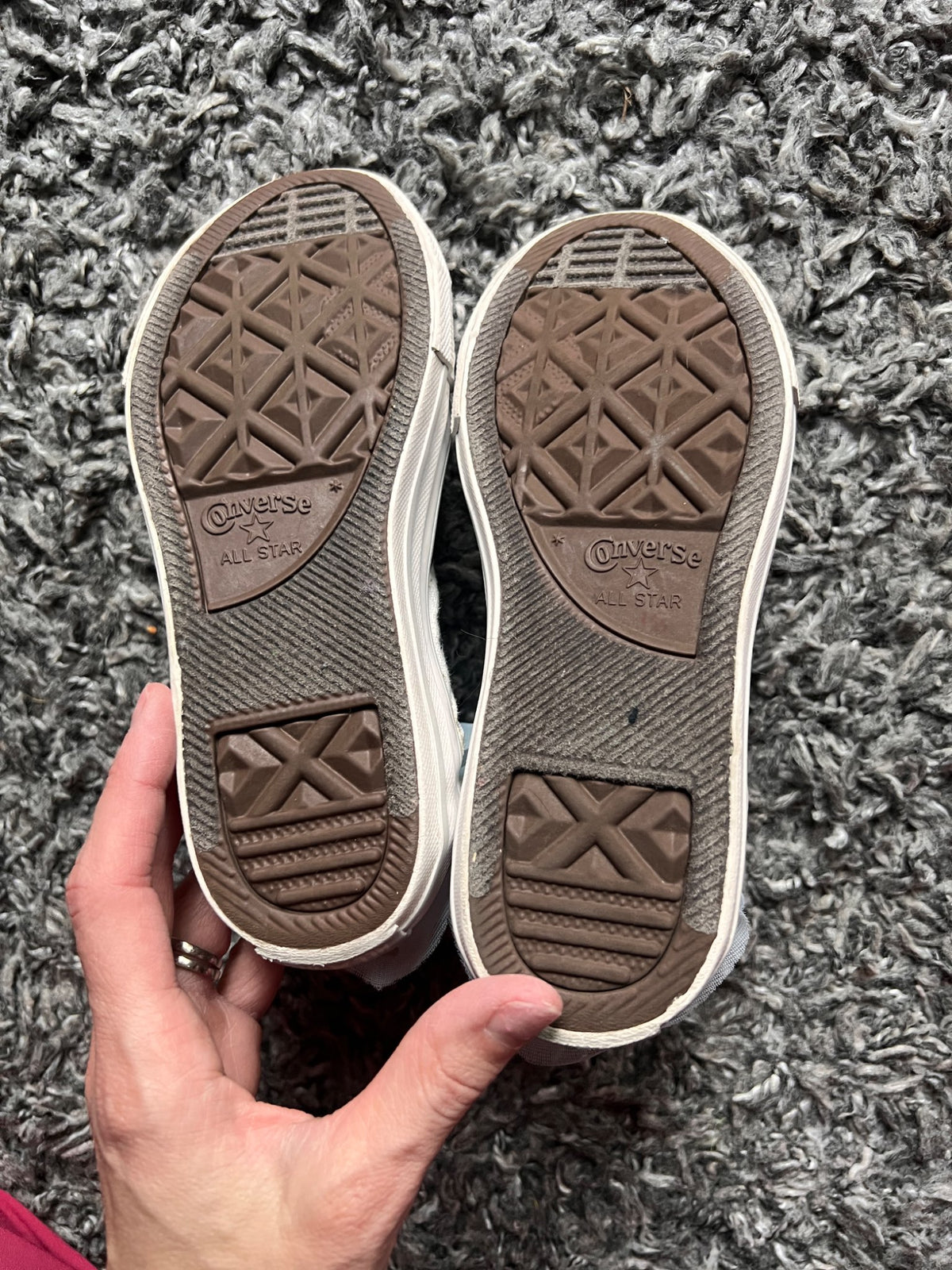 Girls White Coverse Sneakers, Shoes 13 (Kids:4-8yr)