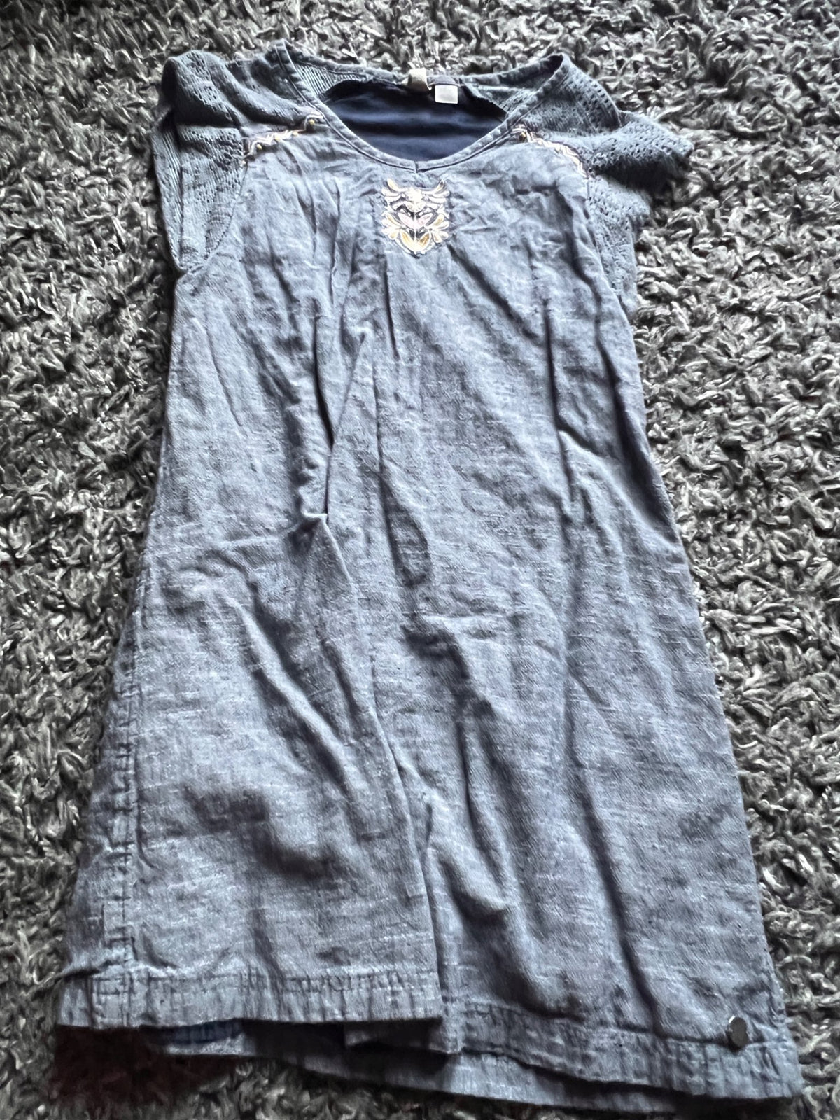 Girl’s Jean Dress with Embroidery, Kids 6/6X