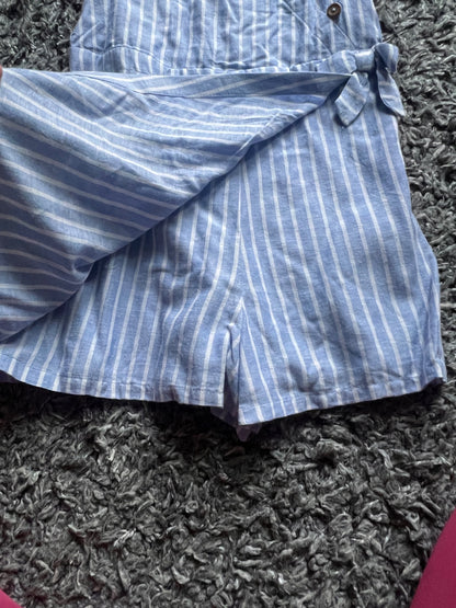 NWOT Blue/White Striped Dress with Shorts/Headband, Kids 5/5T