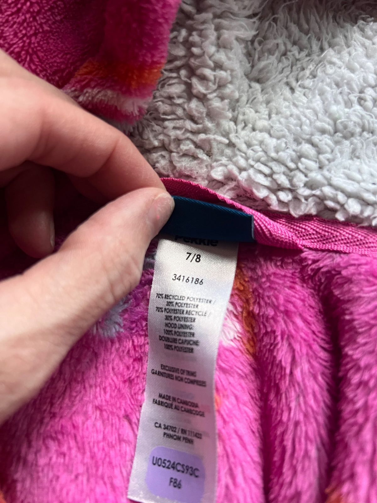 Girl’s Pink/ Rainbow Housecoat, Kids 7