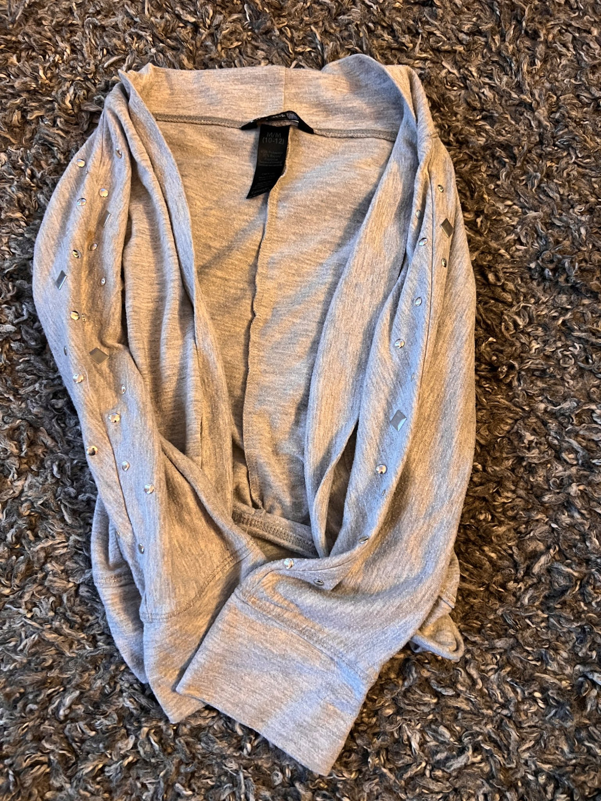 Girl’s Grey/Jewelled Cover Up Long Sleeved Top, Kids 10