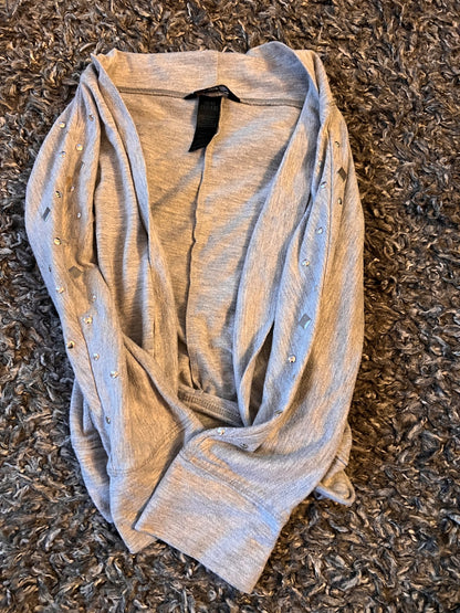 Girl’s Grey/Jewelled Cover Up Long Sleeved Top, Kids 10