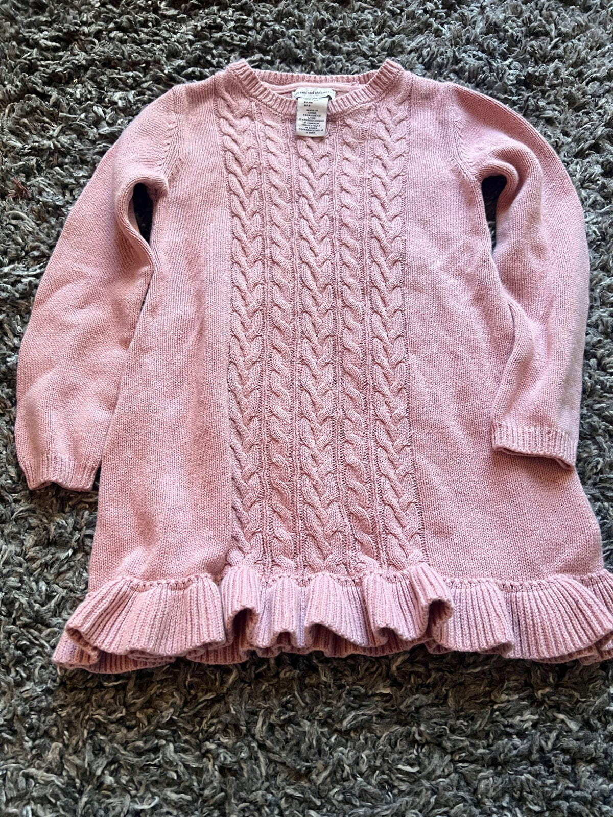 Girl’s Pink Cable Knit Sweater, Kids 5/5T