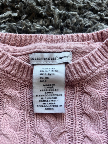 Girl’s Pink Cable Knit Sweater, Kids 5/5T