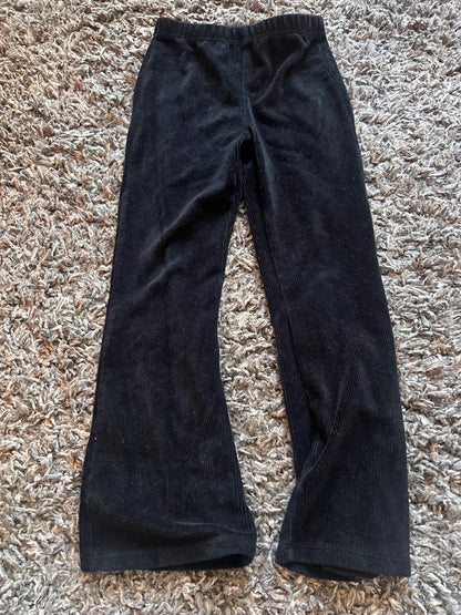 Girl’s Black Ribbed Flare Leggings, Kids 6/6X