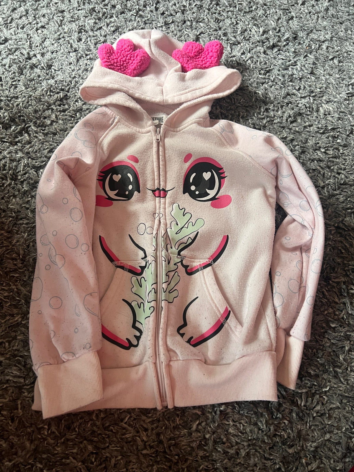 Girl’s Axolotyl Zip up Hoodie, Kids 7