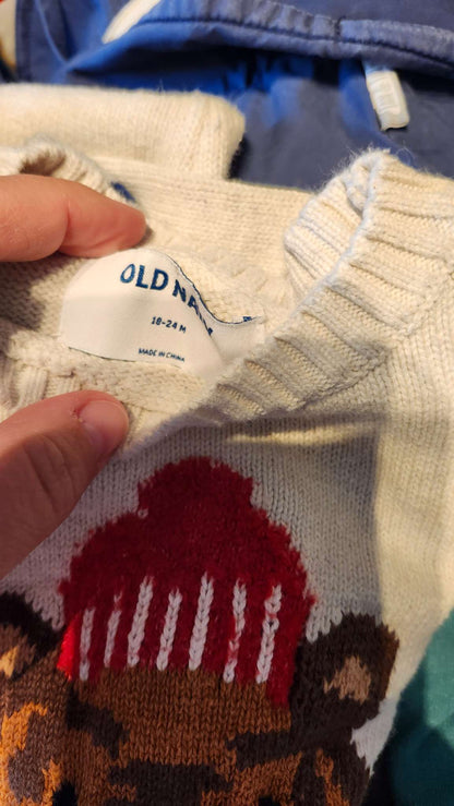 Old Navy baby sweaters 18-24M - striped & bear, Kids 24 Month (18-24M)