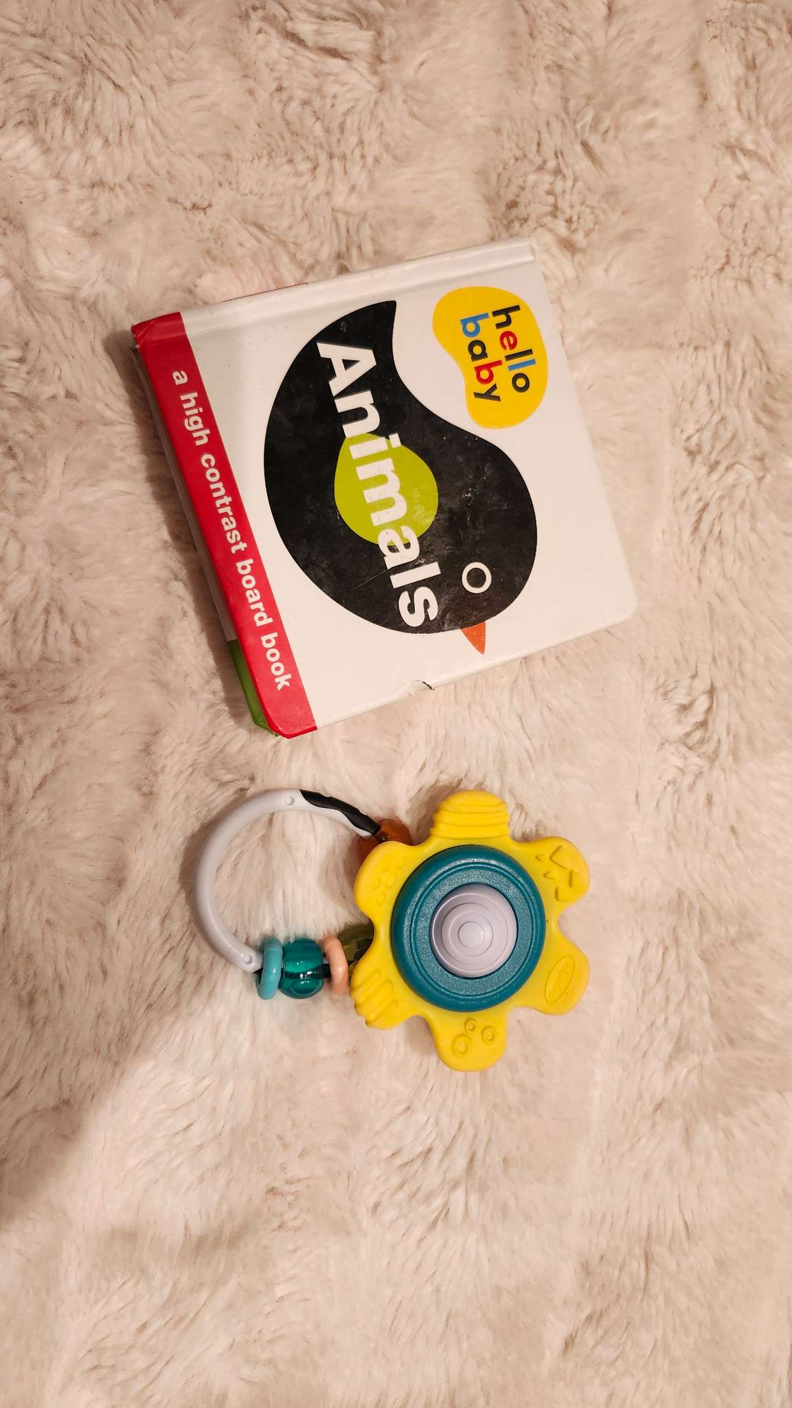 Hello Baby Animals High Contrast Board Book and Rattle Toy