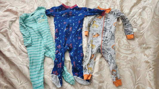 3 Pack Baby Footed Pajamas Sleepers COTTON, Kids 18 Month (12-18M)