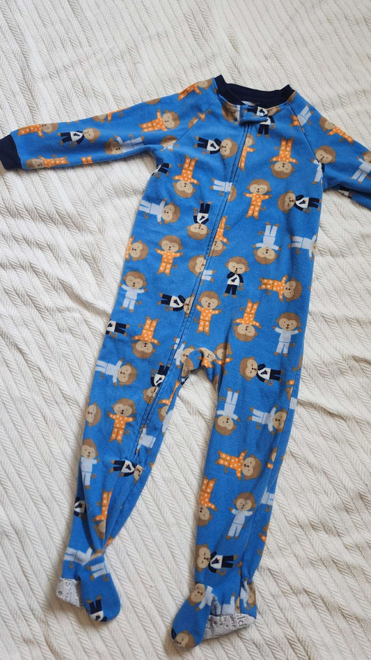 4t Baby blue monkey fleece footie pajamas, Kids 4/4T