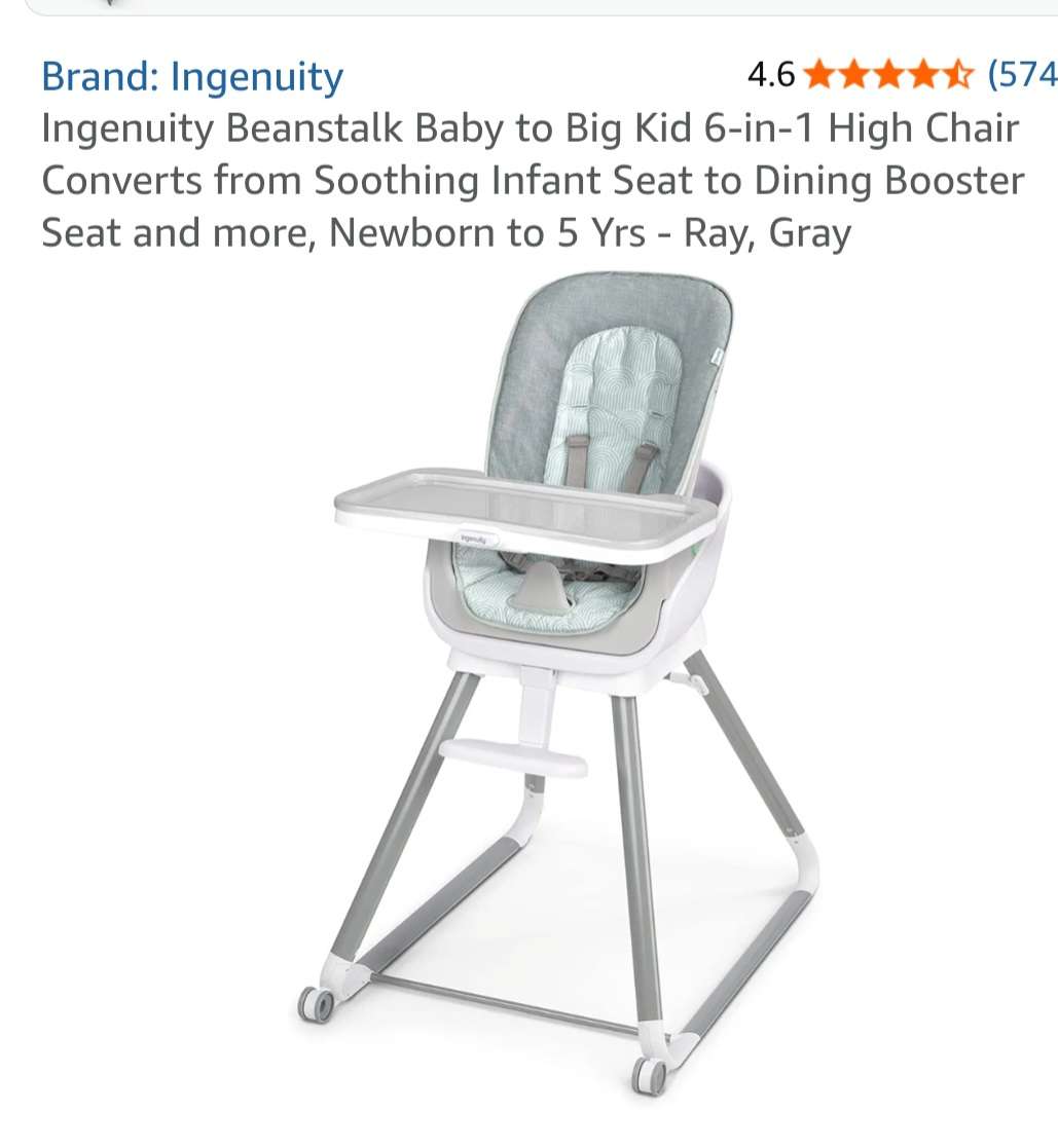 Ingenuity Beanstalk 6-in-1 High Chair Baby to Big Kid (Retails $248)