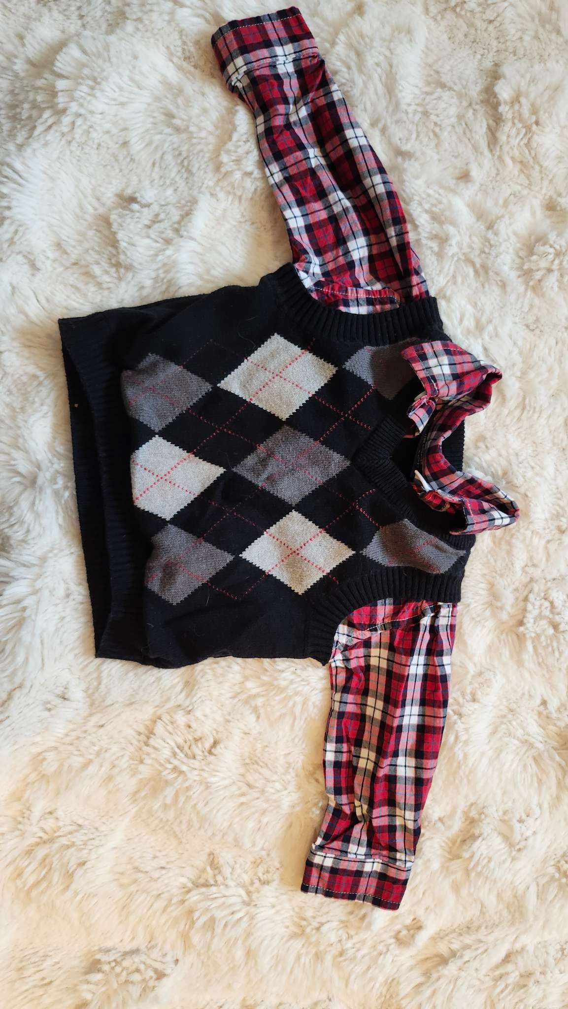 Baby Argyle Sweater Vest with Plaid Shirt 6-9 Months, Kids 9 Month (6-9M)