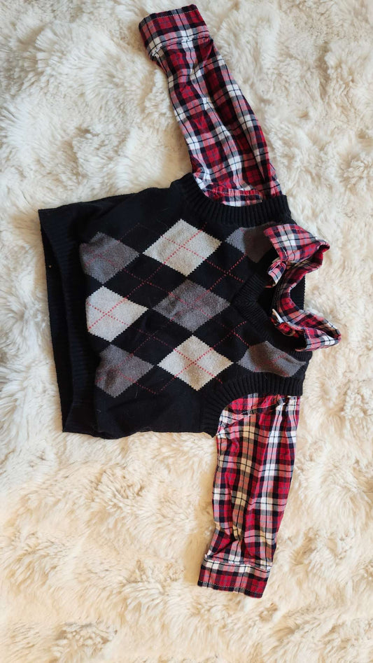 Baby Argyle Sweater Vest with Plaid Shirt 6-9 Months, Kids 9 Month (6-9M)
